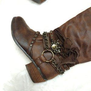 "Tutsan" Decorated Tall Faux Leather Riding Boot by "Not Rated"
